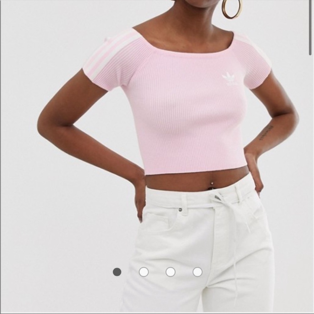 Adidas Knit Off the Shoulder Tee Shirt